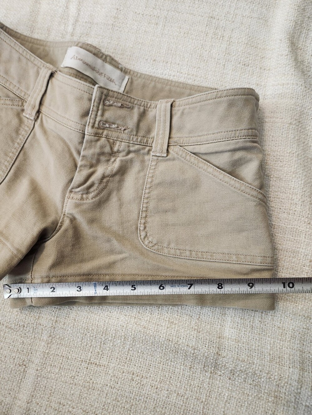 Abercrombie & Fitch Beige/Tan Low-Rise Jean Shorts - Picture 6 of 7